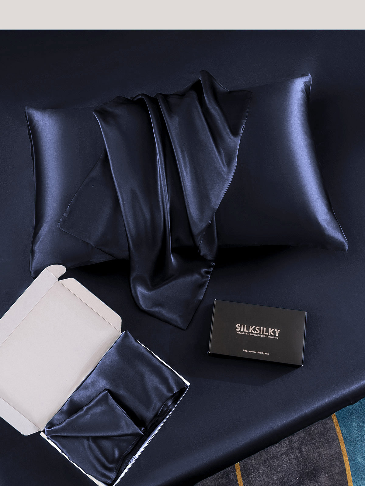 [Dark Blue] SilkSilky-CA 19Momme Pure Silk Pillowcase 007