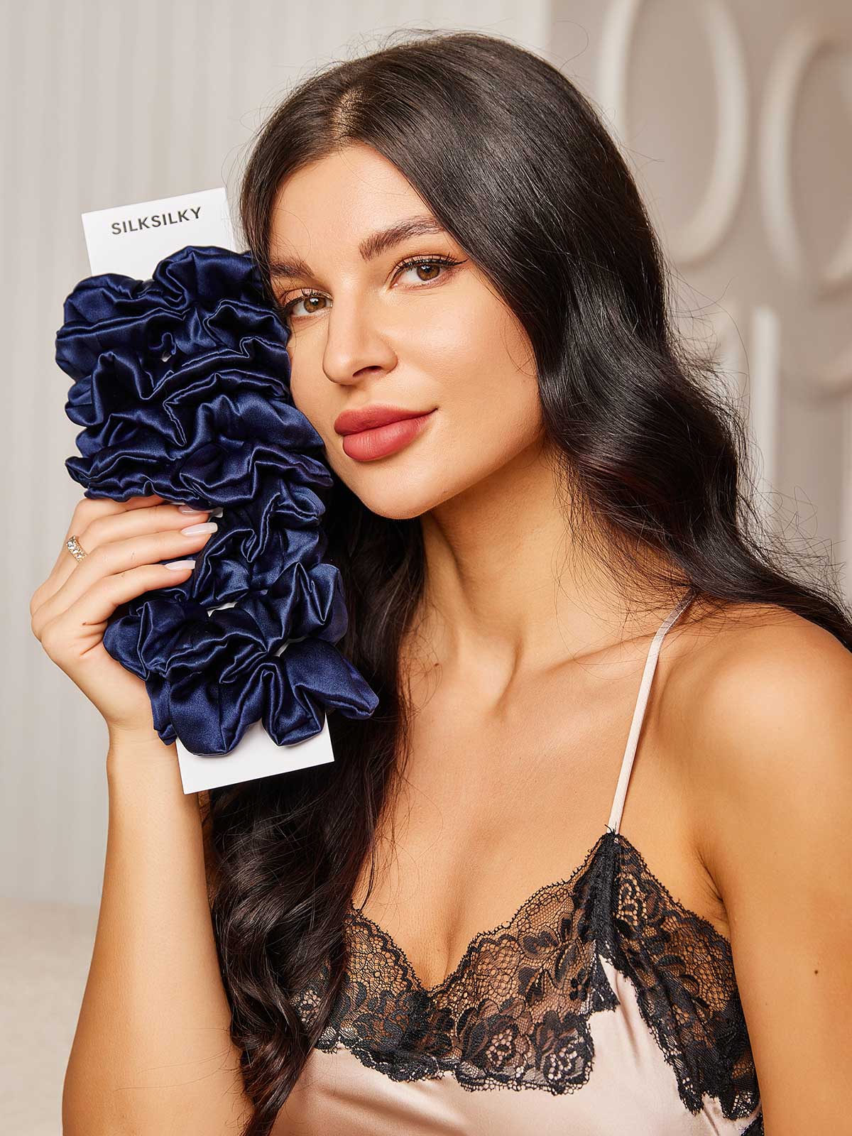 [Dark Blue] SilkSilky-CA 19Momme Pure Silk Scrunchie 001