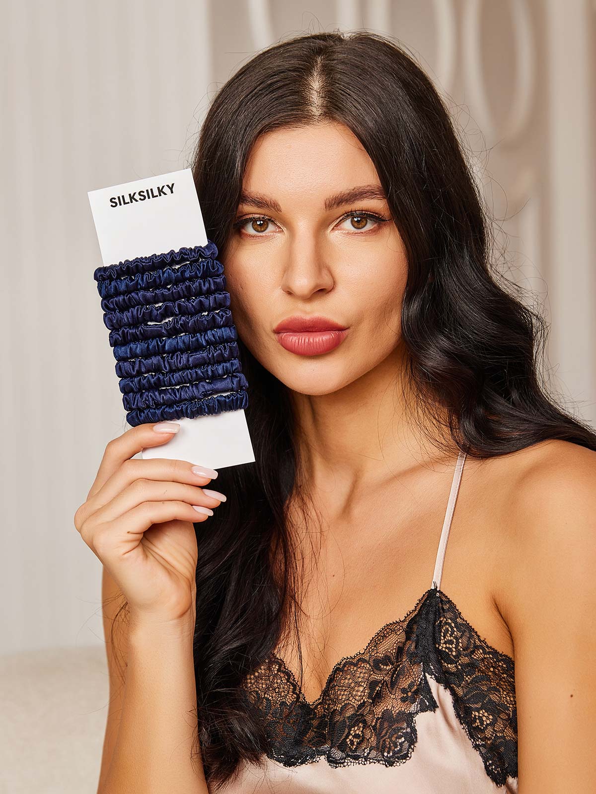 [Dark Blue] SilkSilky-CA 19Momme Pure Silk Scrunchie 002