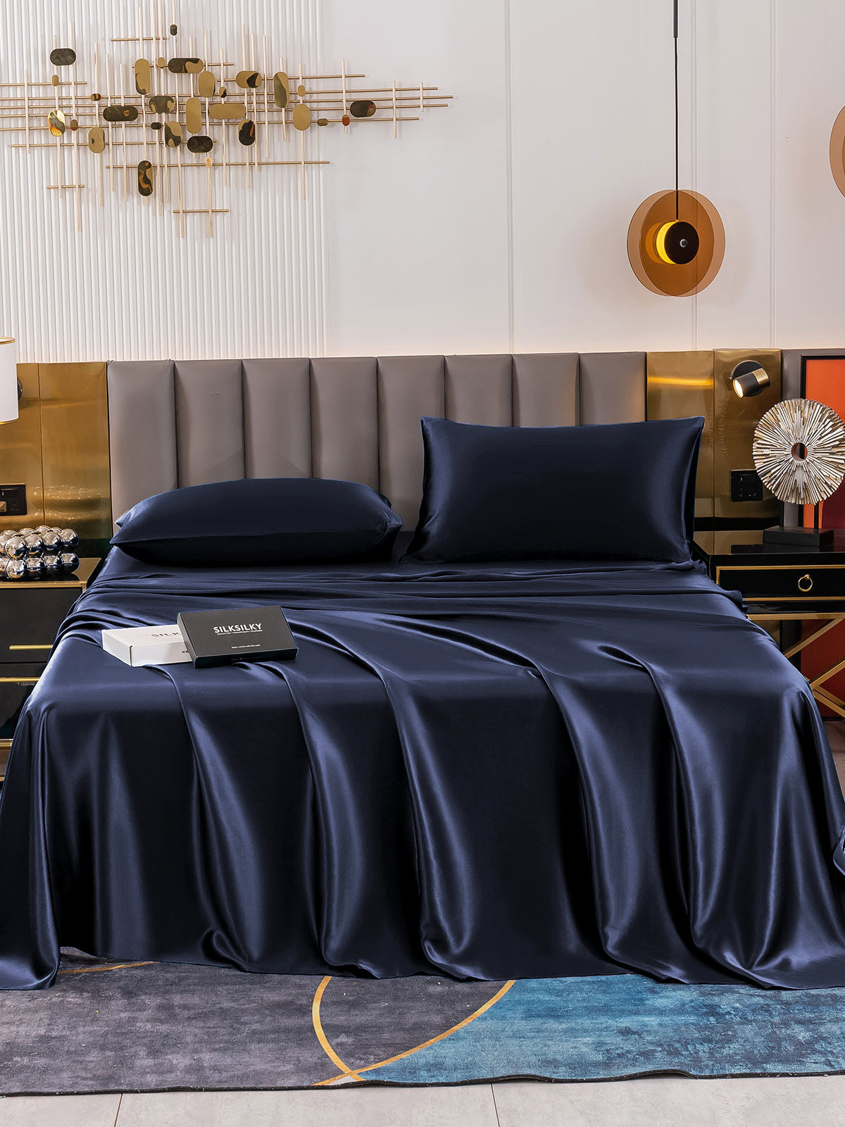 [Dark Blue] SilkSilky-CA 19Momme Pure Silk Sheet 002