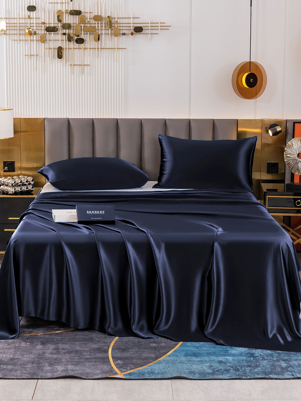 [Dark Blue] SilkSilky-CA 19Momme Pure Silk Sheet 002