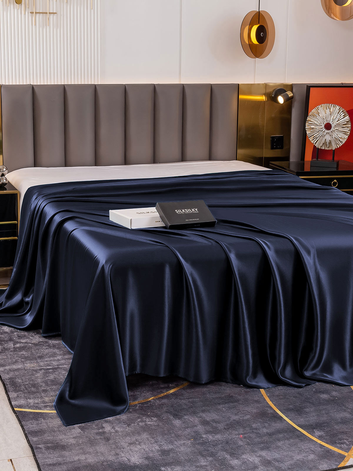 [Dark Blue] SilkSilky-CA 19Momme Pure Silk Sheet 003