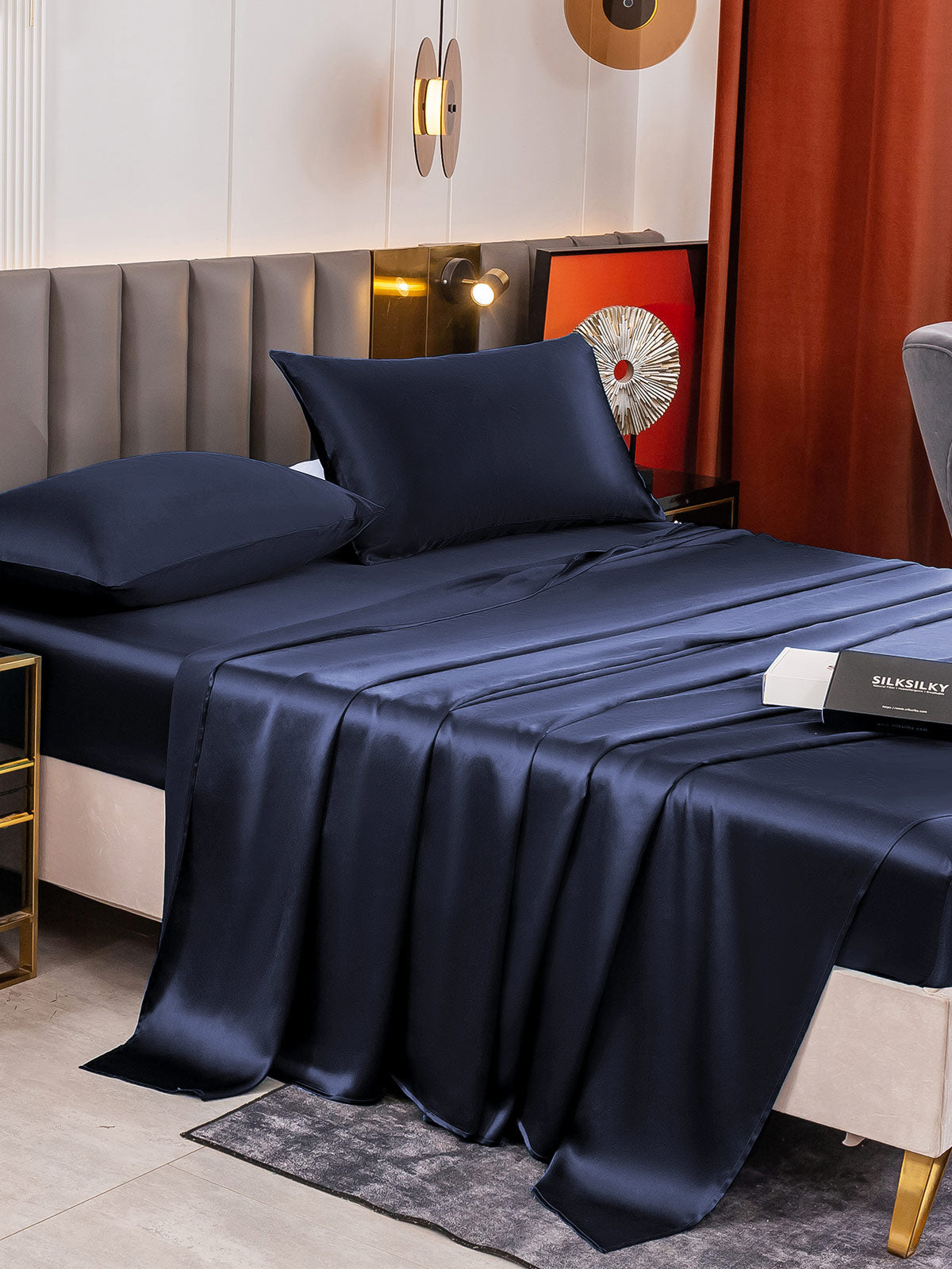 [Dark Blue] SilkSilky-CA 19Momme Pure Silk Sheet 003