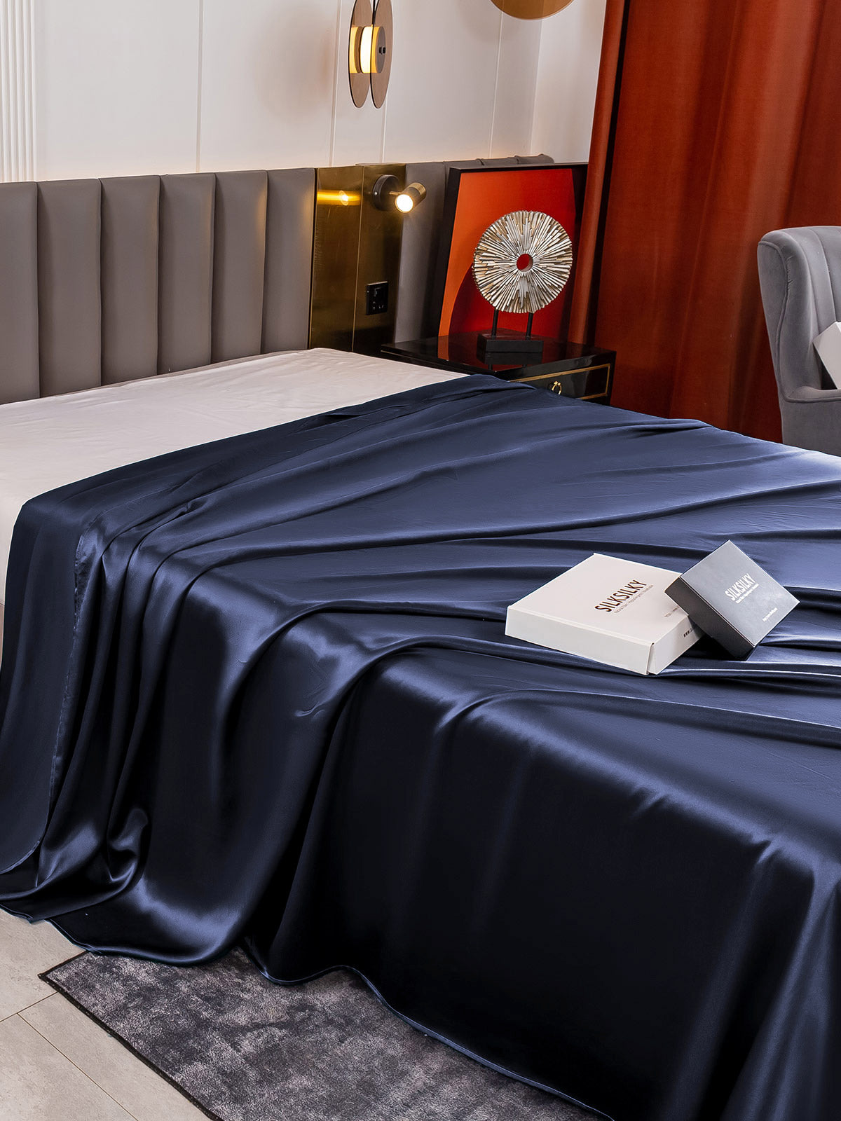 [Dark Blue] SilkSilky-CA 19Momme Pure Silk Sheet 004