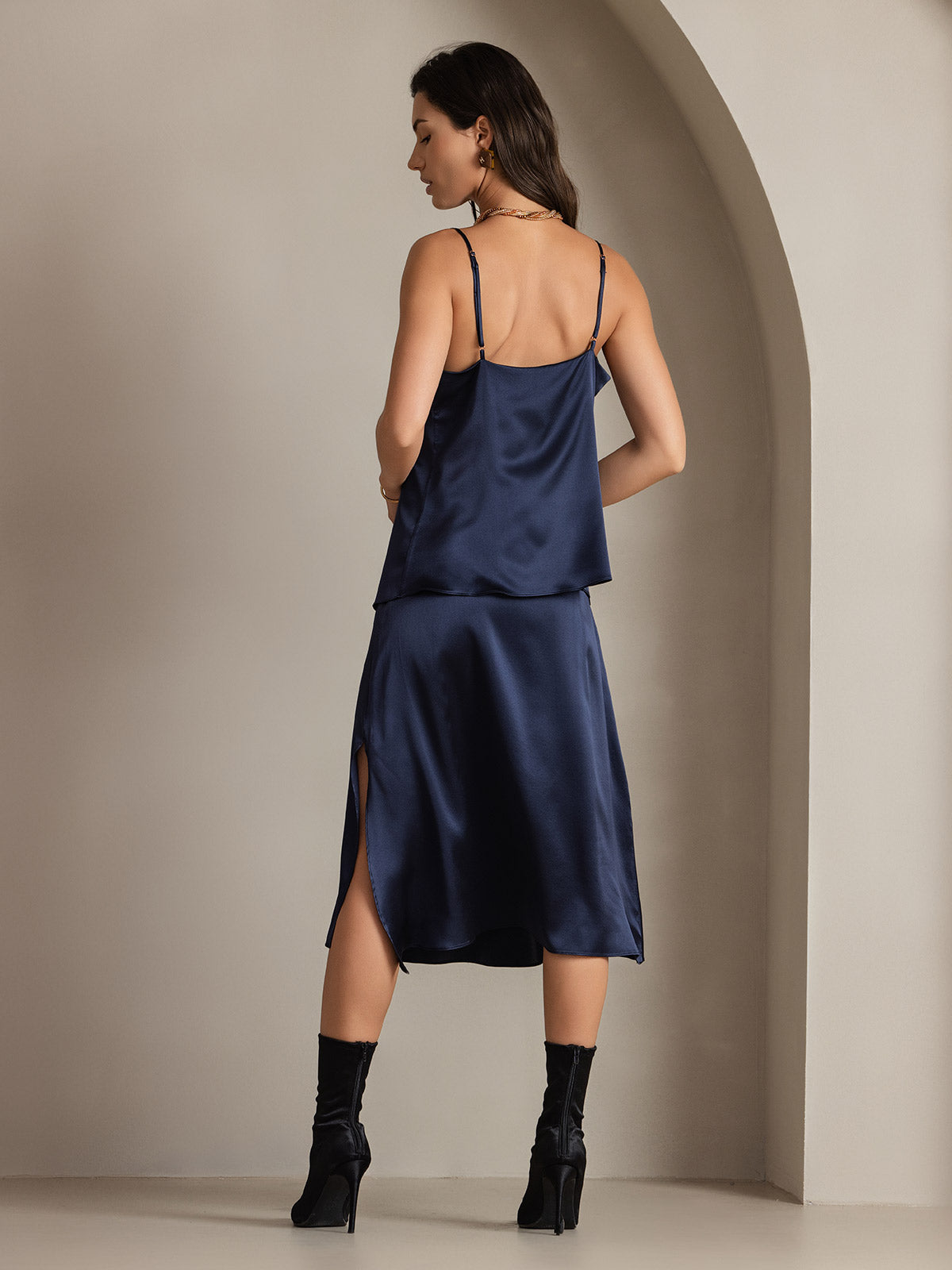 [Dark Blue] SilkSilky-CA 19Momme Silk Skirt 002