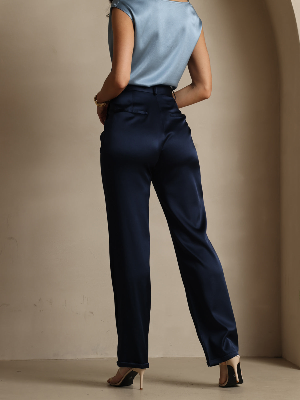 [Dark Blue] SilkSilky-CA 19Momme Silk Womens Pants 002