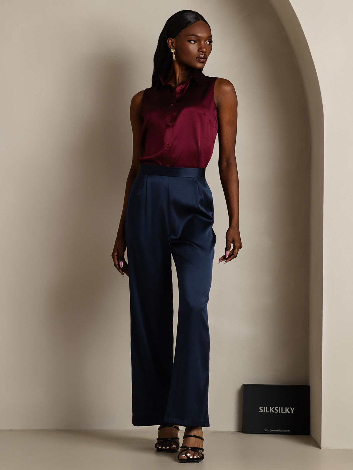 [Dark Blue] SilkSilky-CA 19Momme Silk Womens Pants 002