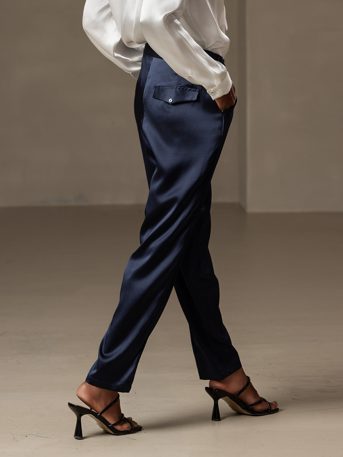 [Dark Blue] SilkSilky-CA 19Momme Silk Womens Pants 002