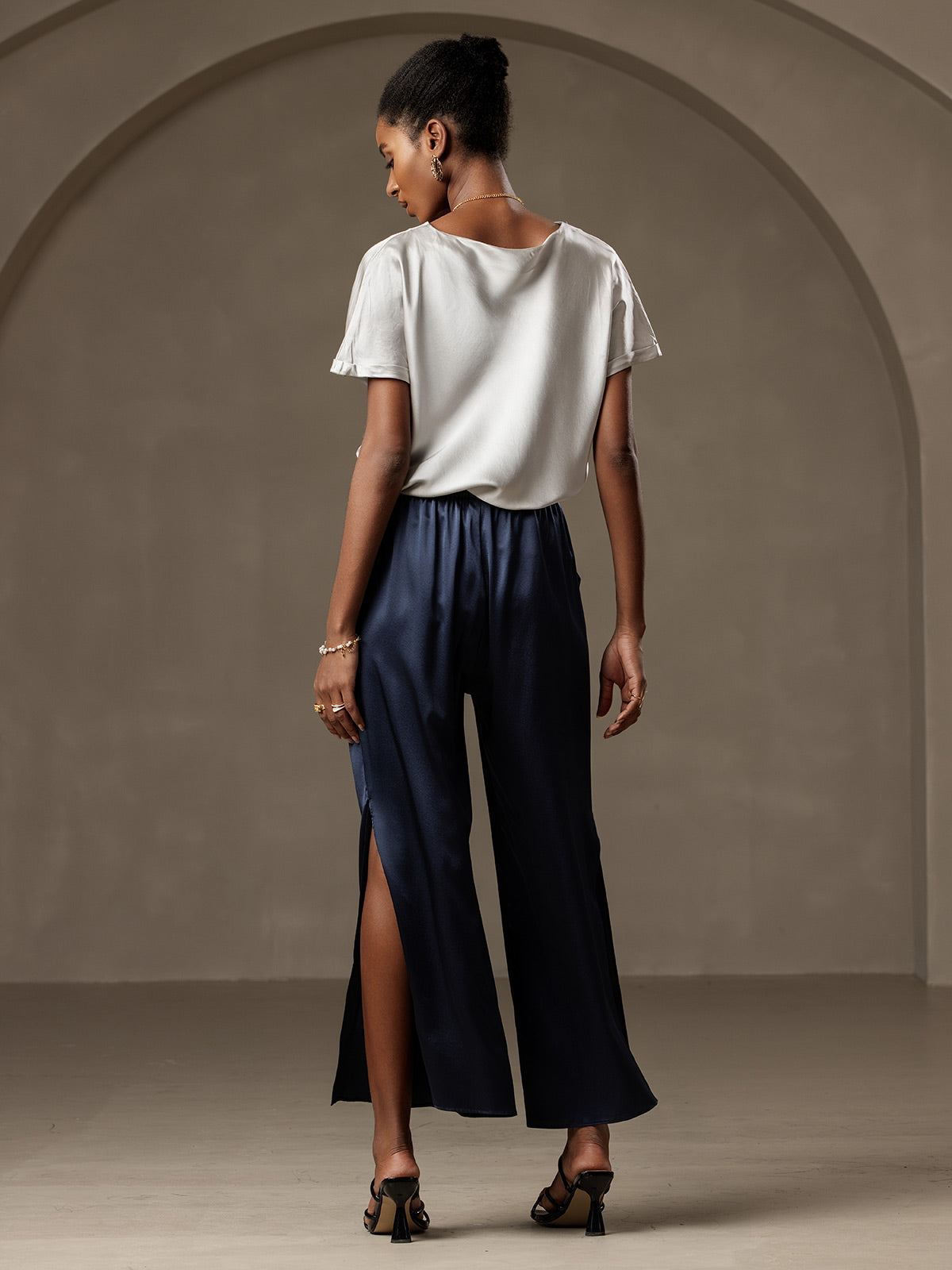 [Dark Blue] SilkSilky-CA 19Momme Silk Womens Pants 002