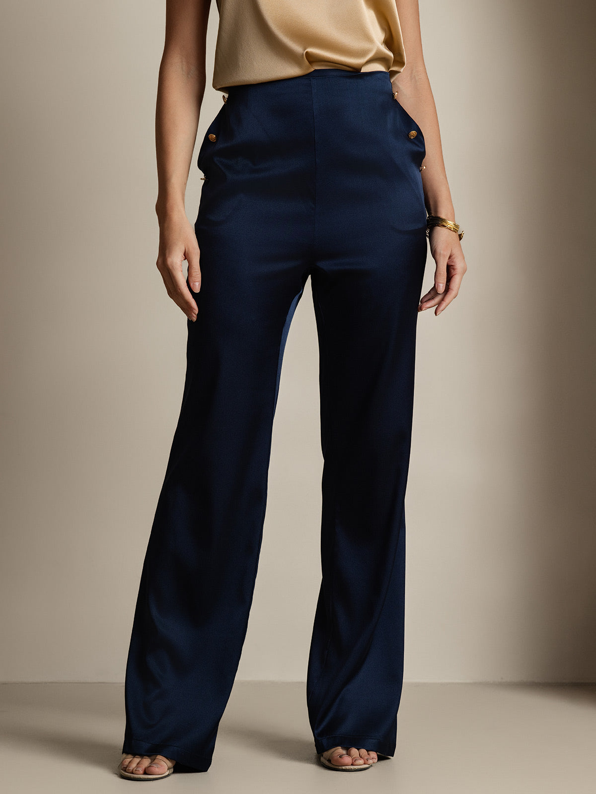 [Dark Blue] SilkSilky-CA 19Momme Silk Womens Pants 003