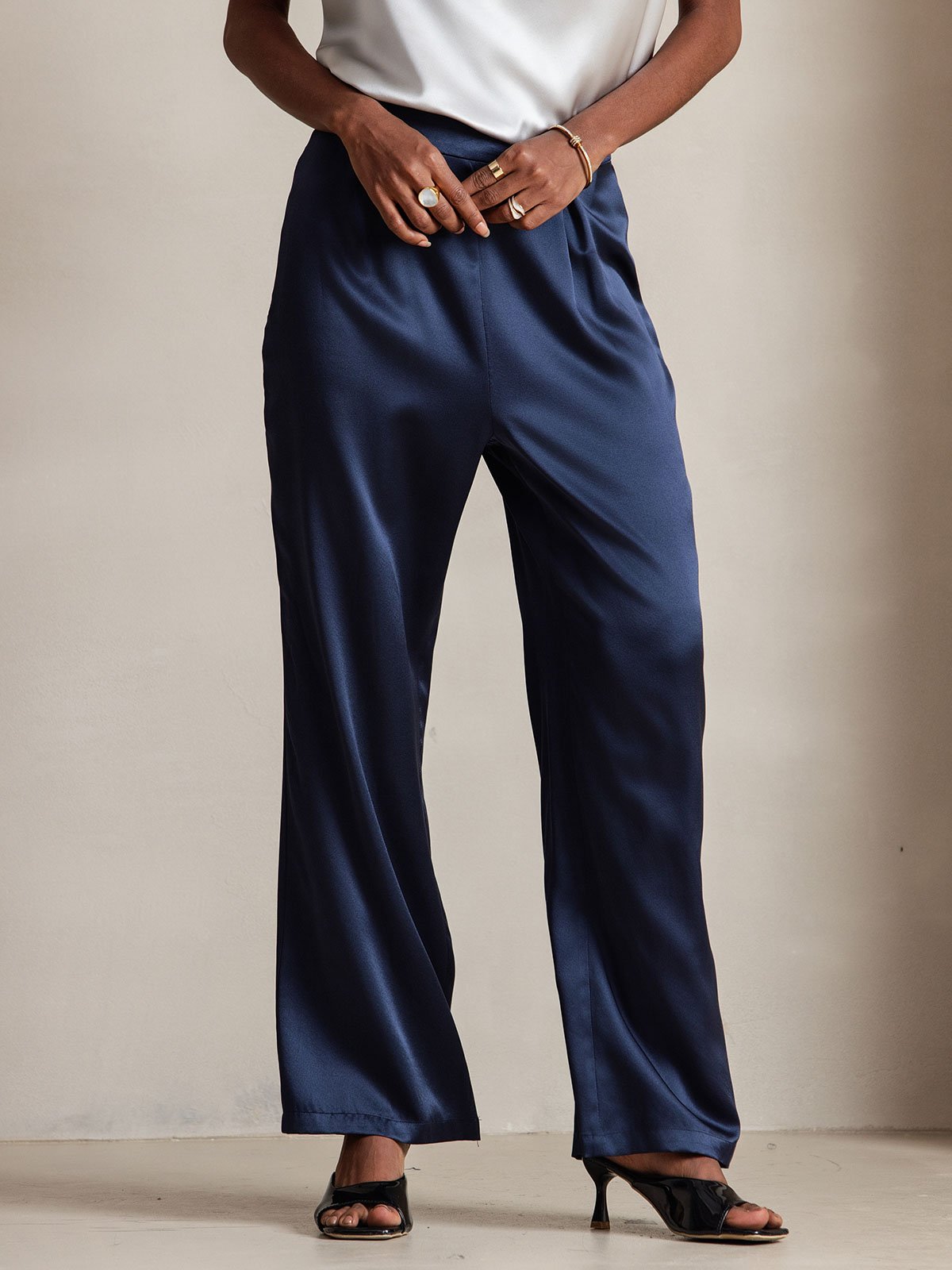 [Dark Blue] SilkSilky-CA 19Momme Silk Womens Pants 003