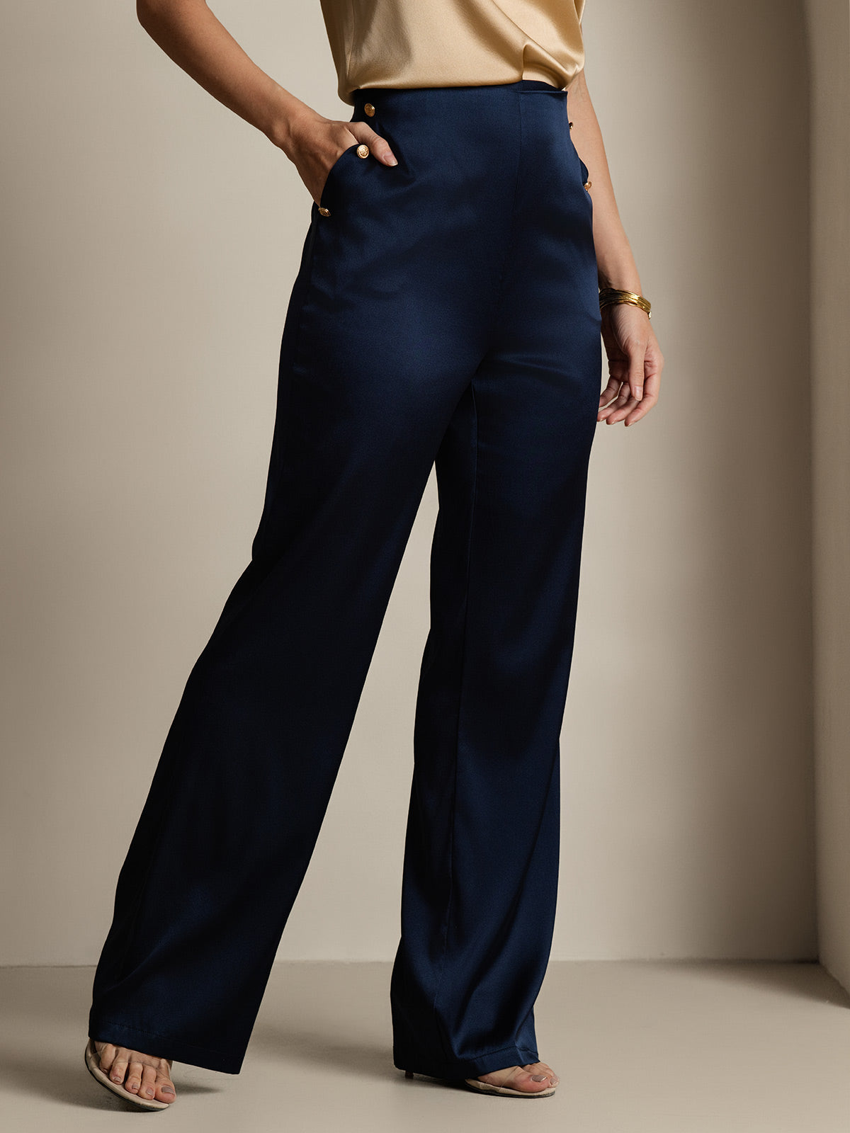 [Dark Blue] SilkSilky-CA 19Momme Silk Womens Pants 004