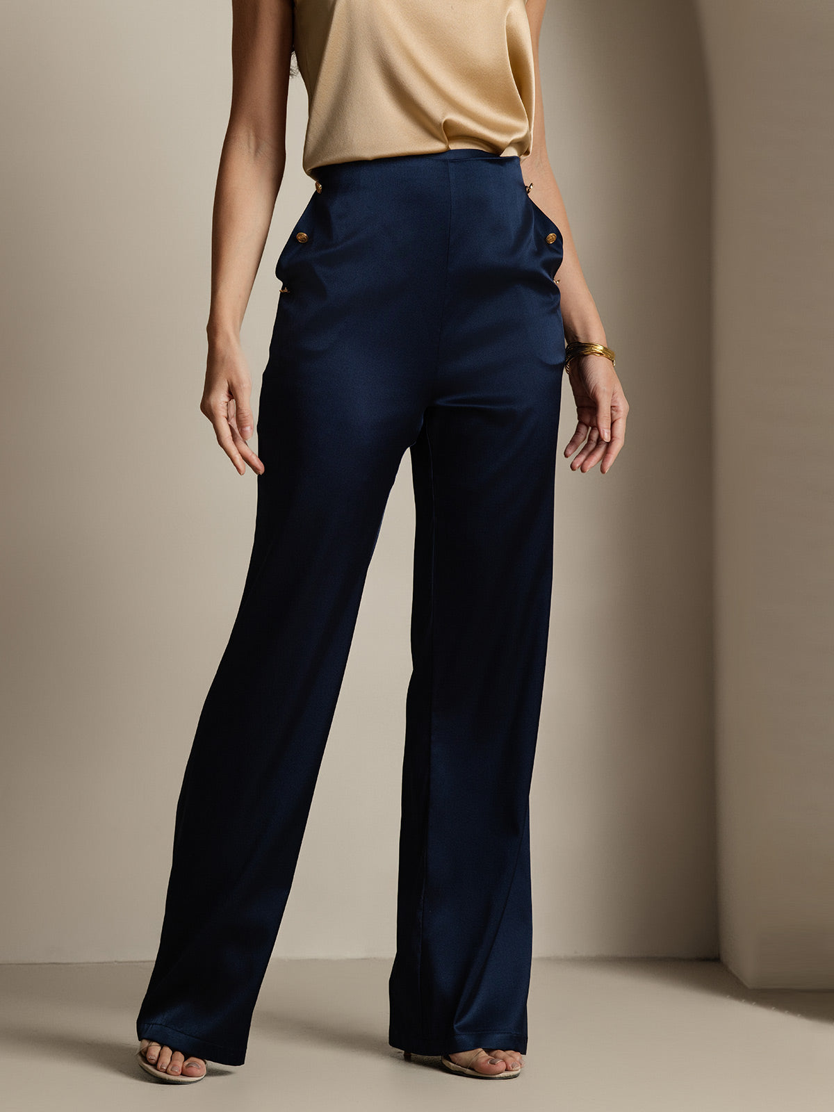 [Dark Blue] SilkSilky-CA 19Momme Silk Womens Pants 005