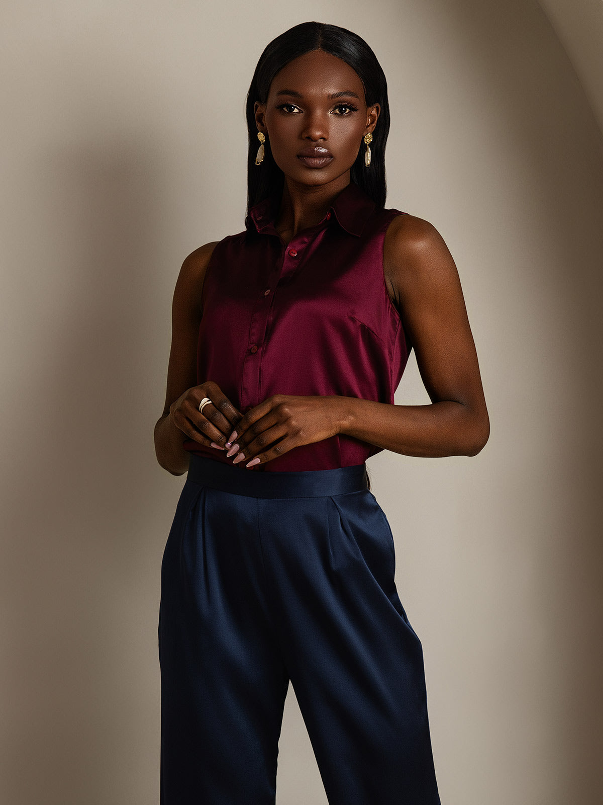 [Dark Blue] SilkSilky-CA 19Momme Silk Womens Pants 006