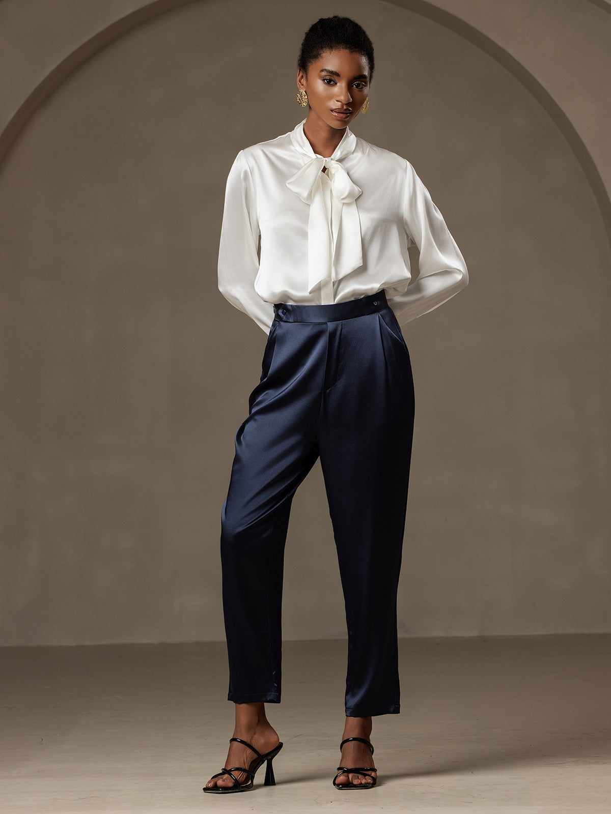 [Dark Blue] SilkSilky-CA 19Momme Silk Womens Pants 006