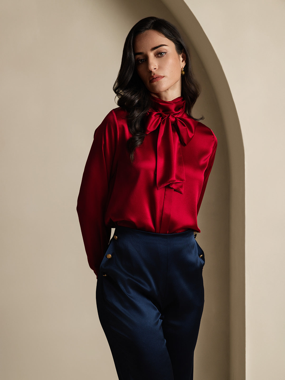 [Dark Blue] SilkSilky-CA 19Momme Silk Womens Pants 008