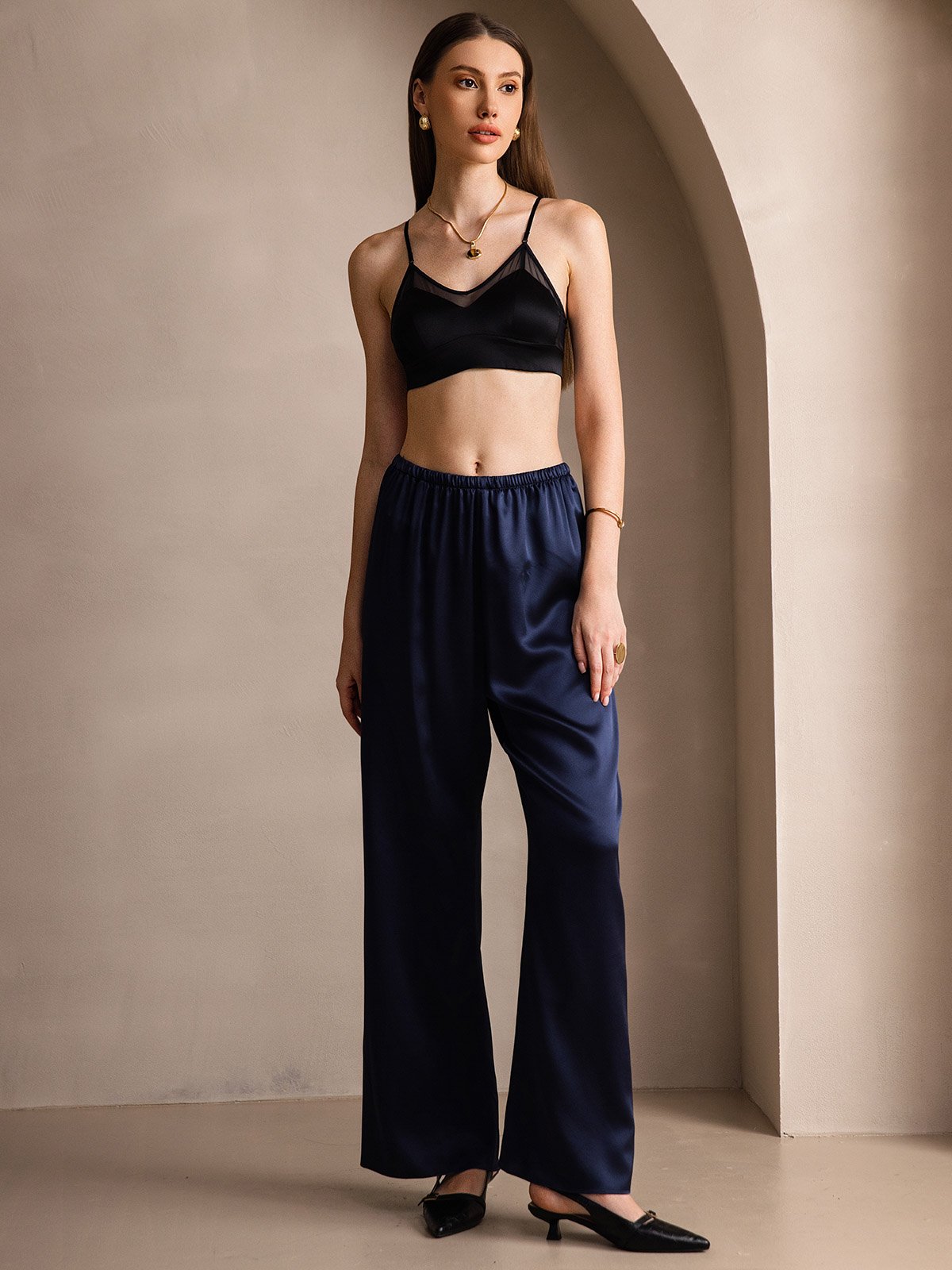 [Dark Blue] SilkSilky-CA 19Momme Silk Womens Pants 008