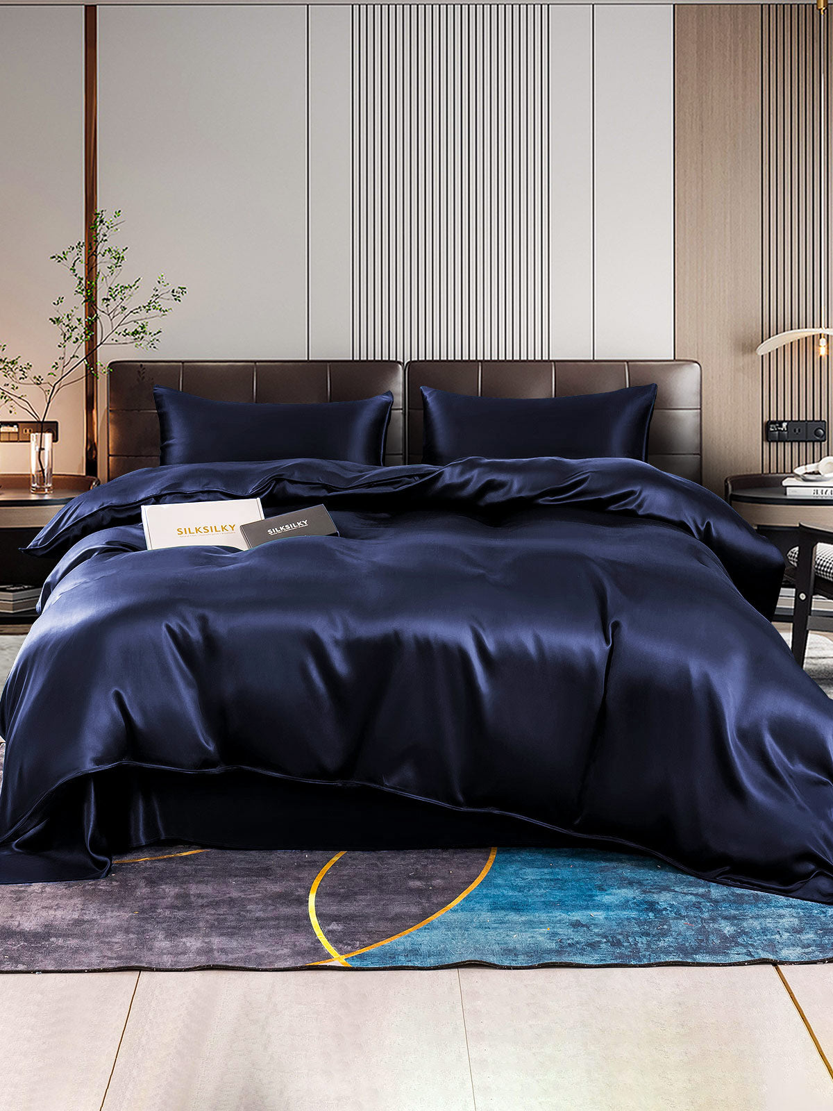 [Dark Blue] SilkSilky-CA 22Momme Pure Silk Bedding Set 001