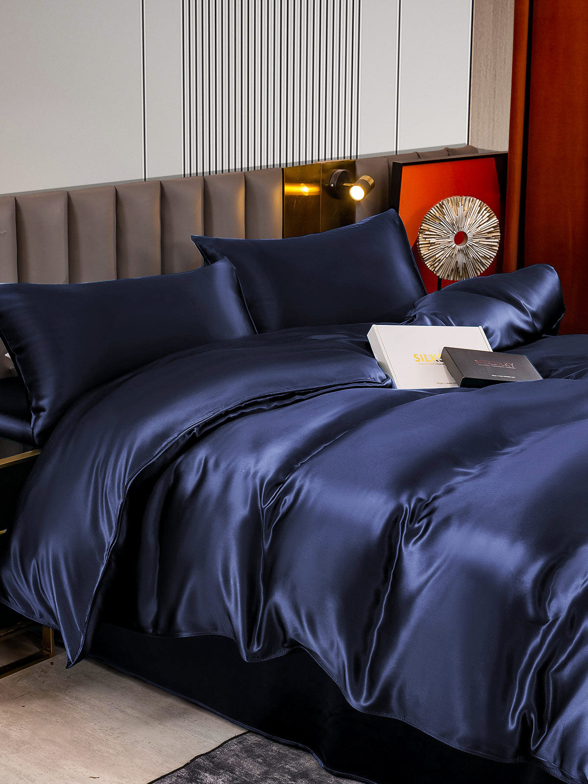[Dark Blue] SilkSilky-CA 22Momme Pure Silk Bedding Set 005