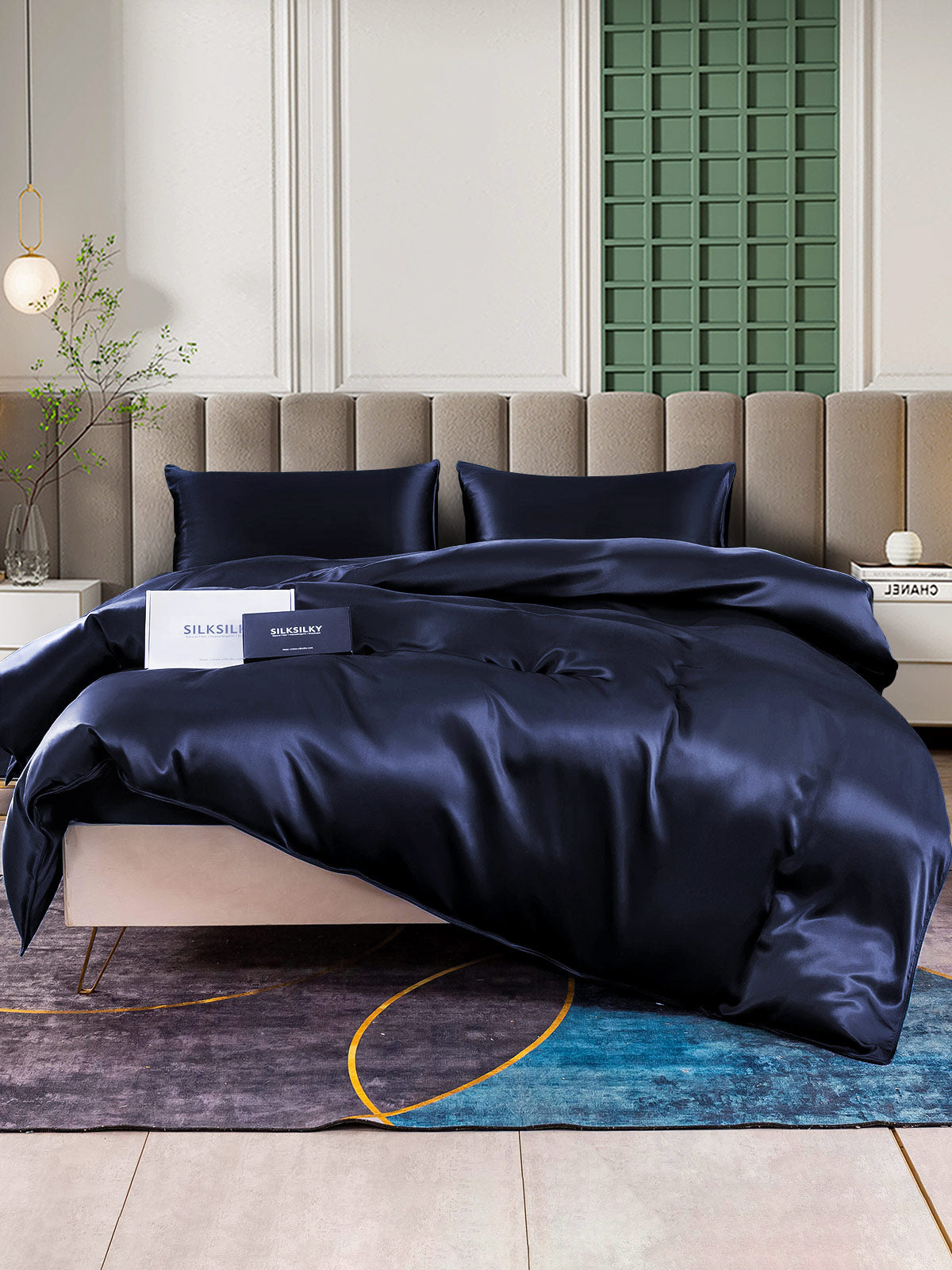 [Dark Blue] SilkSilky-CA 25Momme Pure Silk Bedding Set 001