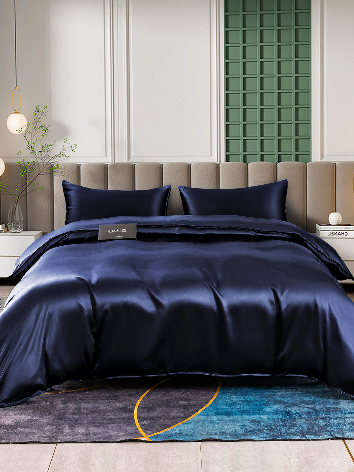 [Dark Blue] SilkSilky-CA 25Momme Pure Silk Bedding Set 002