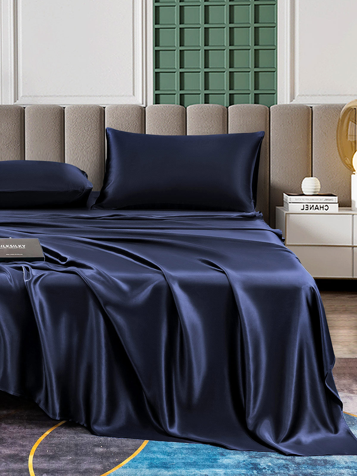 [Dark Blue] SilkSilky-CA 25Momme Pure Silk Bedding Set 006