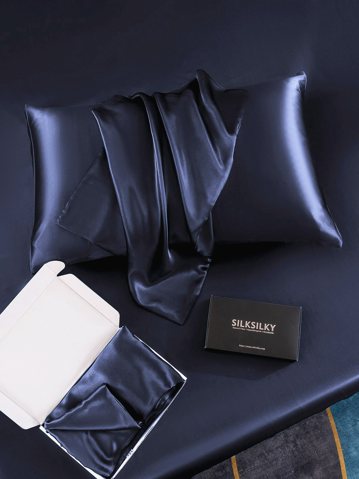 [Dark Blue] SilkSilky-CA 30Momme Pure Silk Pillowcase 005