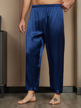 [Dark Blue] SilkSilky-CA Pure Silk Mens Sleep Bottoms 001
