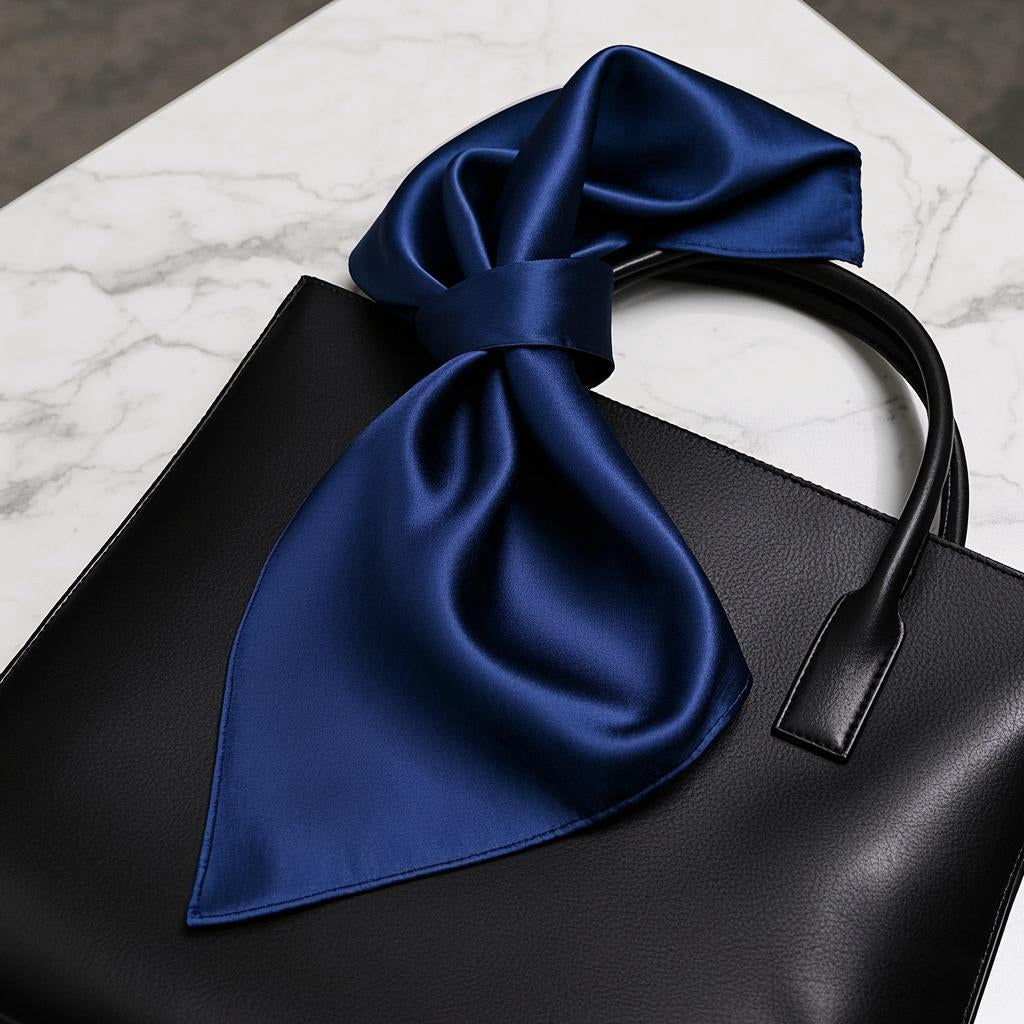 [Dark Blue] SilkSilky-CA Pure Silk Scarf 001