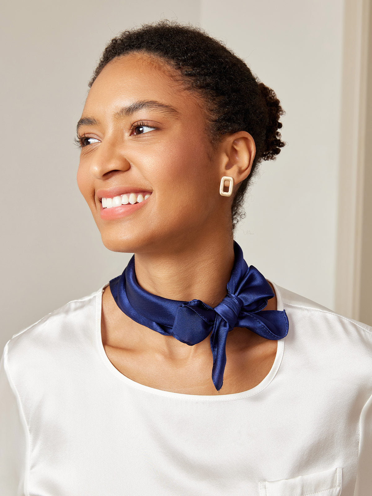 [Dark Blue] SilkSilky-CA Pure Silk Scarf 001