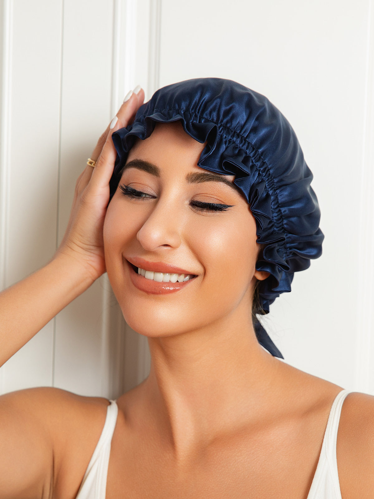 [Dark Blue] SilkSilky-CA Pure Silk Sleep Cap 003