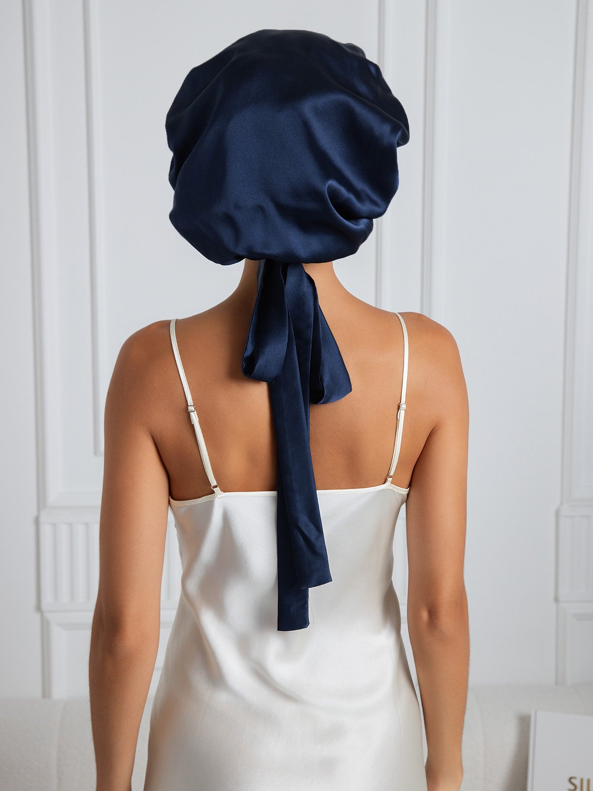 [Dark Blue] SilkSilky-CA Pure Silk Sleep Cap 003