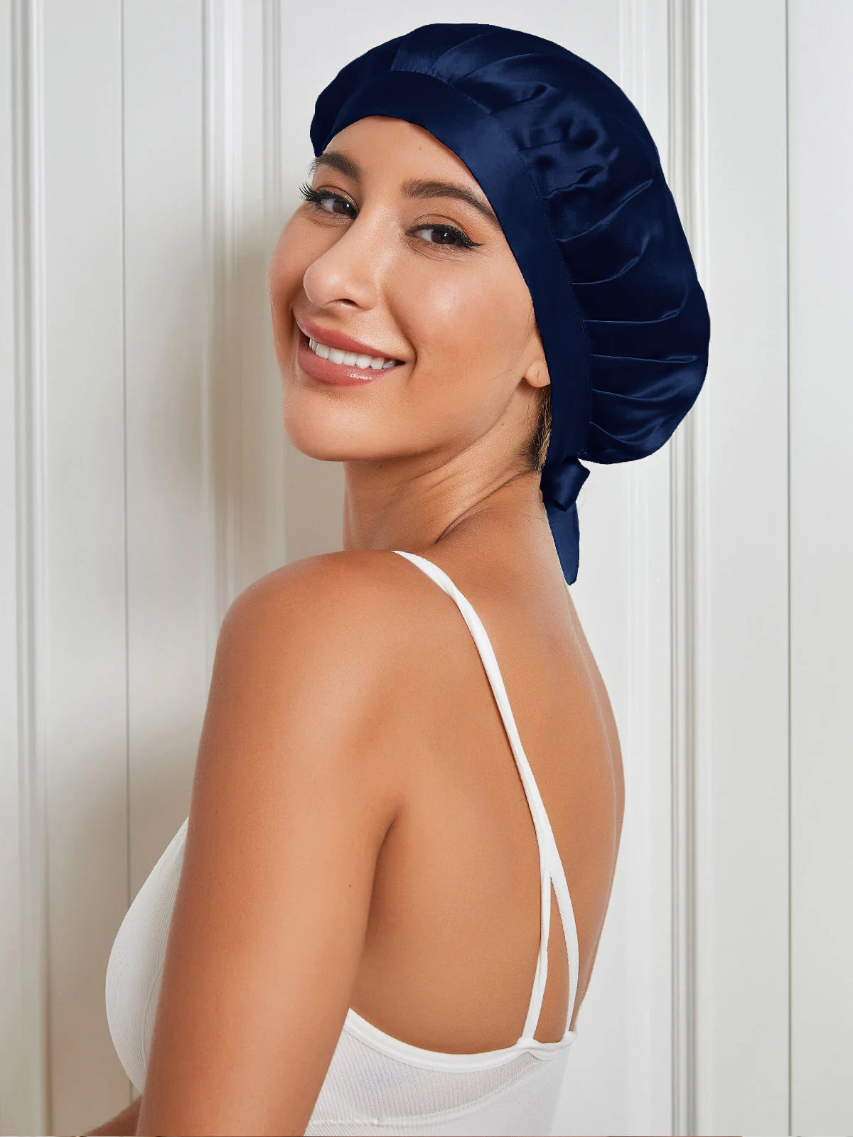 [Dark Blue] SilkSilky-CA Pure Silk Sleep Cap 004