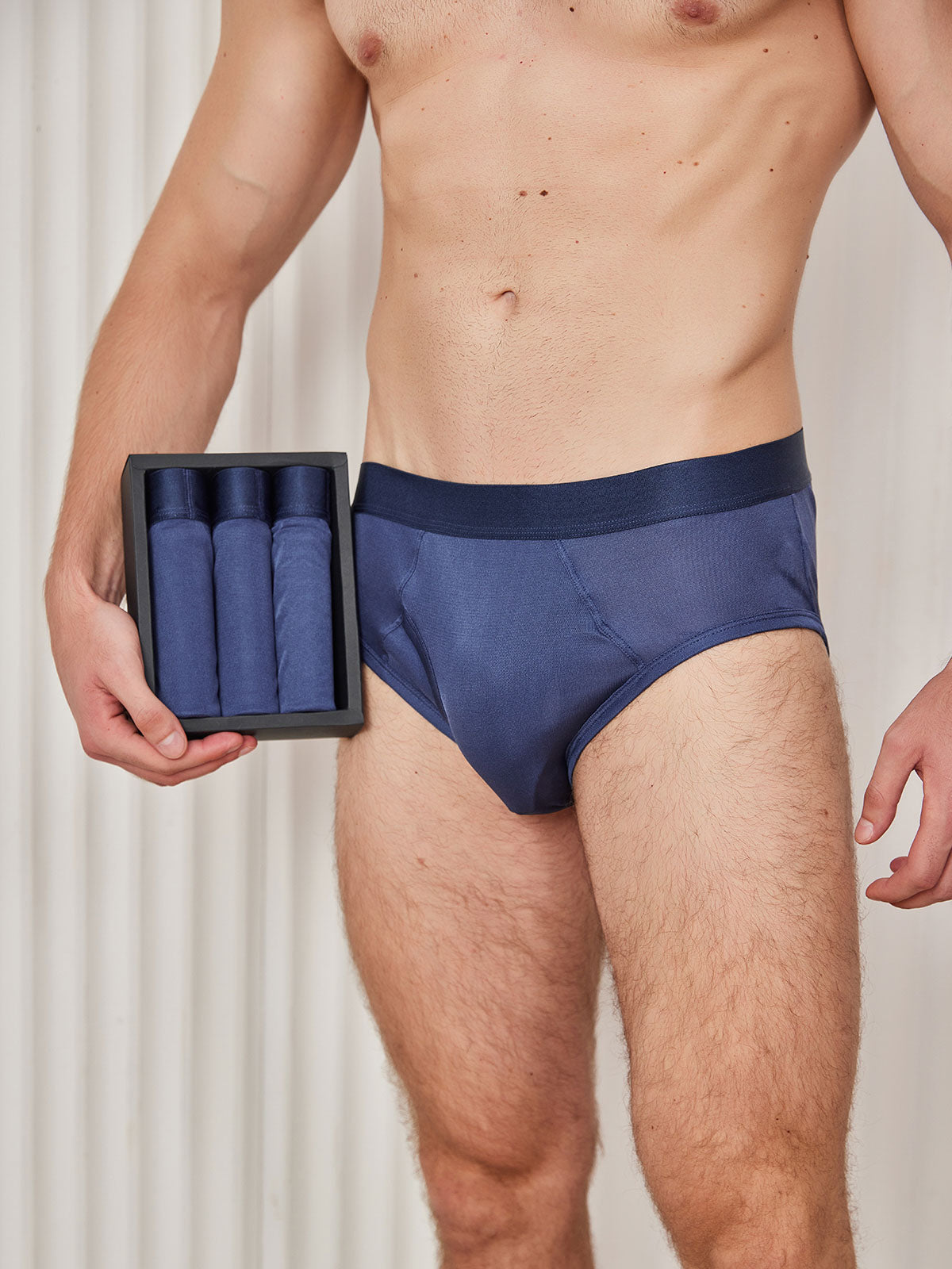 [Dark Blue] SilkSilky-CA Silk Knitted Mens Underwear 001