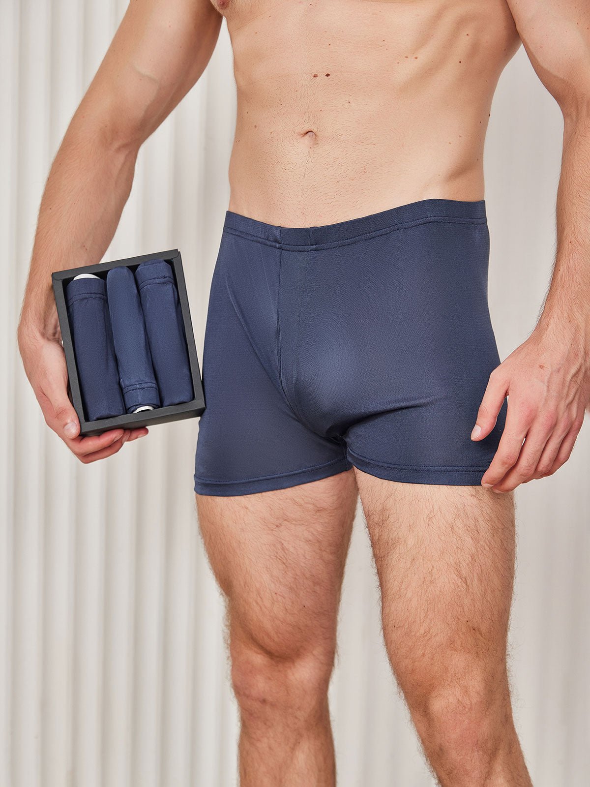 [Dark Blue] SilkSilky-CA Silk Knitted Mens Underwear 001