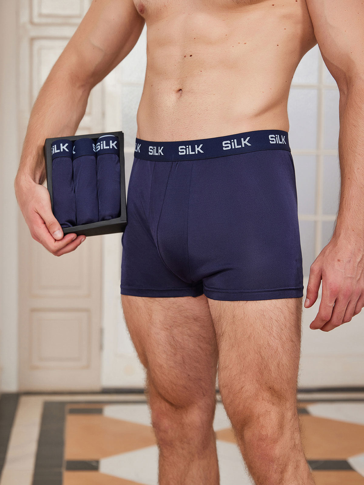 [Dark Blue] SilkSilky-CA Silk Knitted Mens Underwear 002