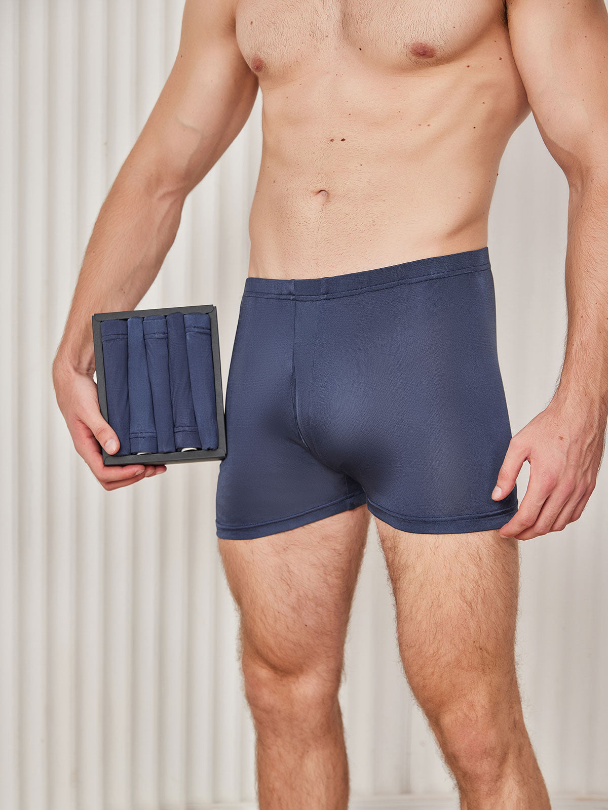 [Dark Blue] SilkSilky-CA Silk Knitted Mens Underwear 003