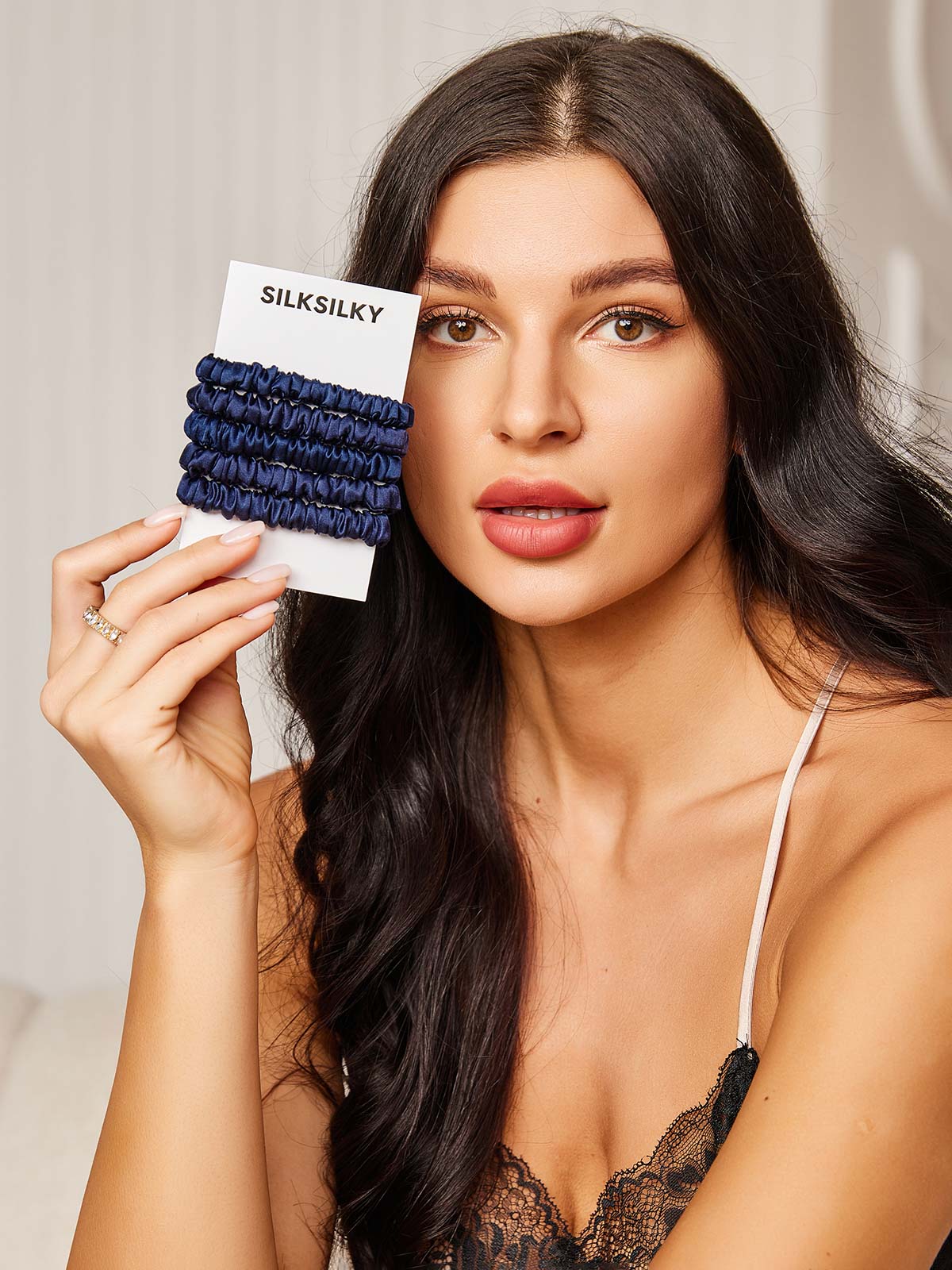 [Dark Blue] SilkSilky-CA 19Momme Scrunchie 001