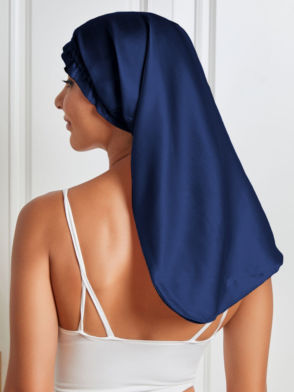 [Dark Blue] SilkSilky-CA Pure Silk Sleep Cap 006