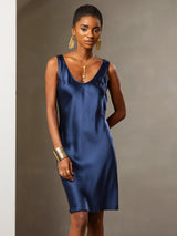 [Dark Blue] SilkSilky-CA Sleeveless Scoop Neck Dress 001