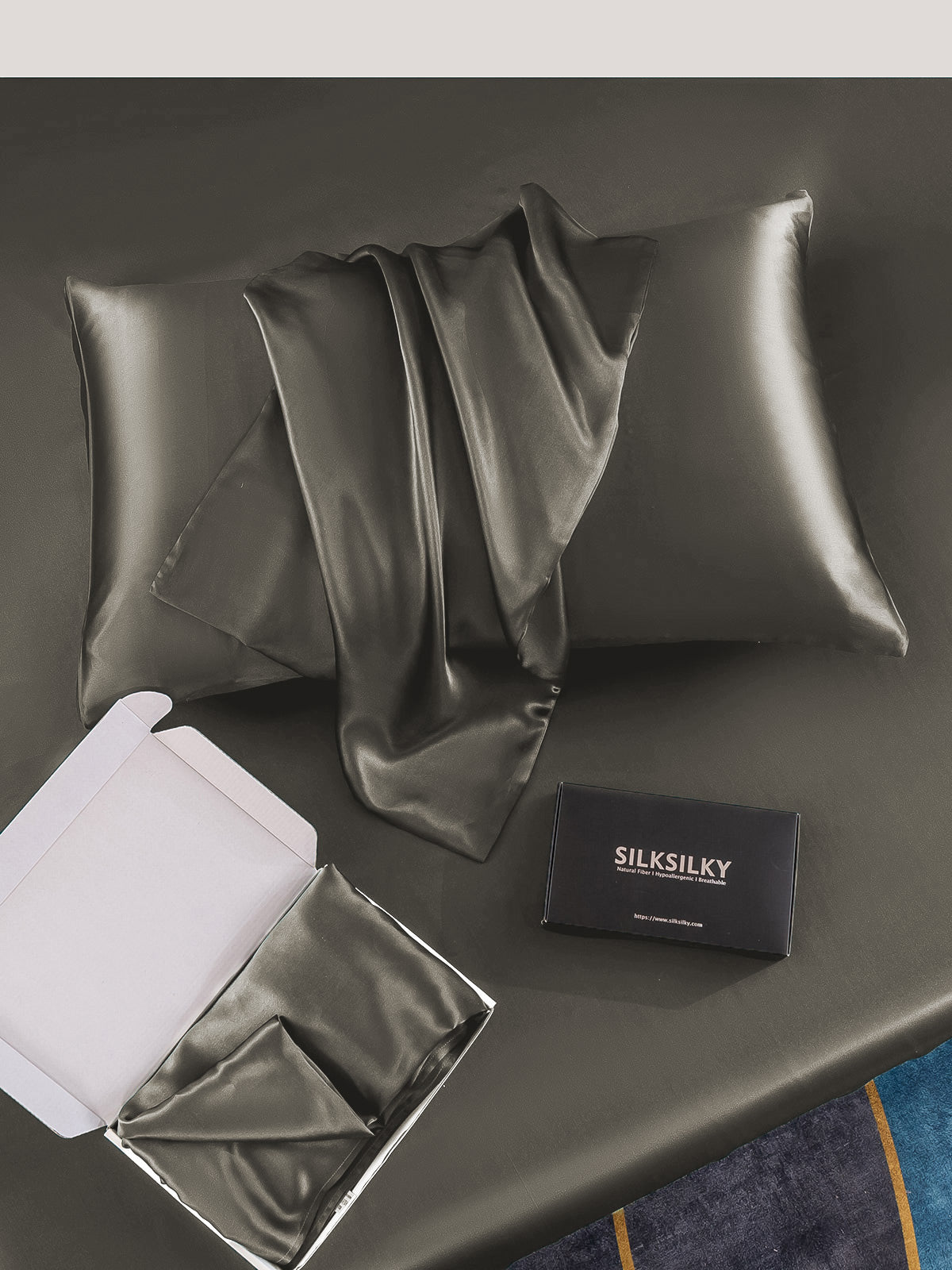 [Dark Gray] SilkSilky-CA 19Momme Pure Silk Pillowcase 007