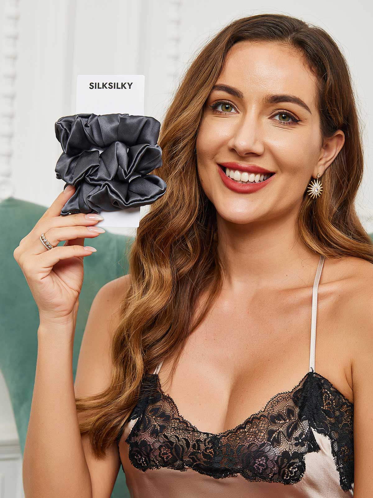 [Dark Gray] SilkSilky-CA 19Momme Pure Silk Scrunchie 002