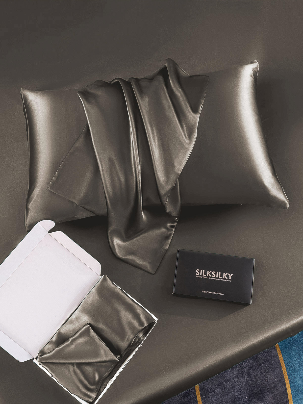 [Dark Gray] SilkSilky-CA 30Momme Pure Silk Pillowcase 005