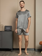 [Dark Gray] SilkSilky-CA Short Sleeve Round Neck Men's Pajamas 005