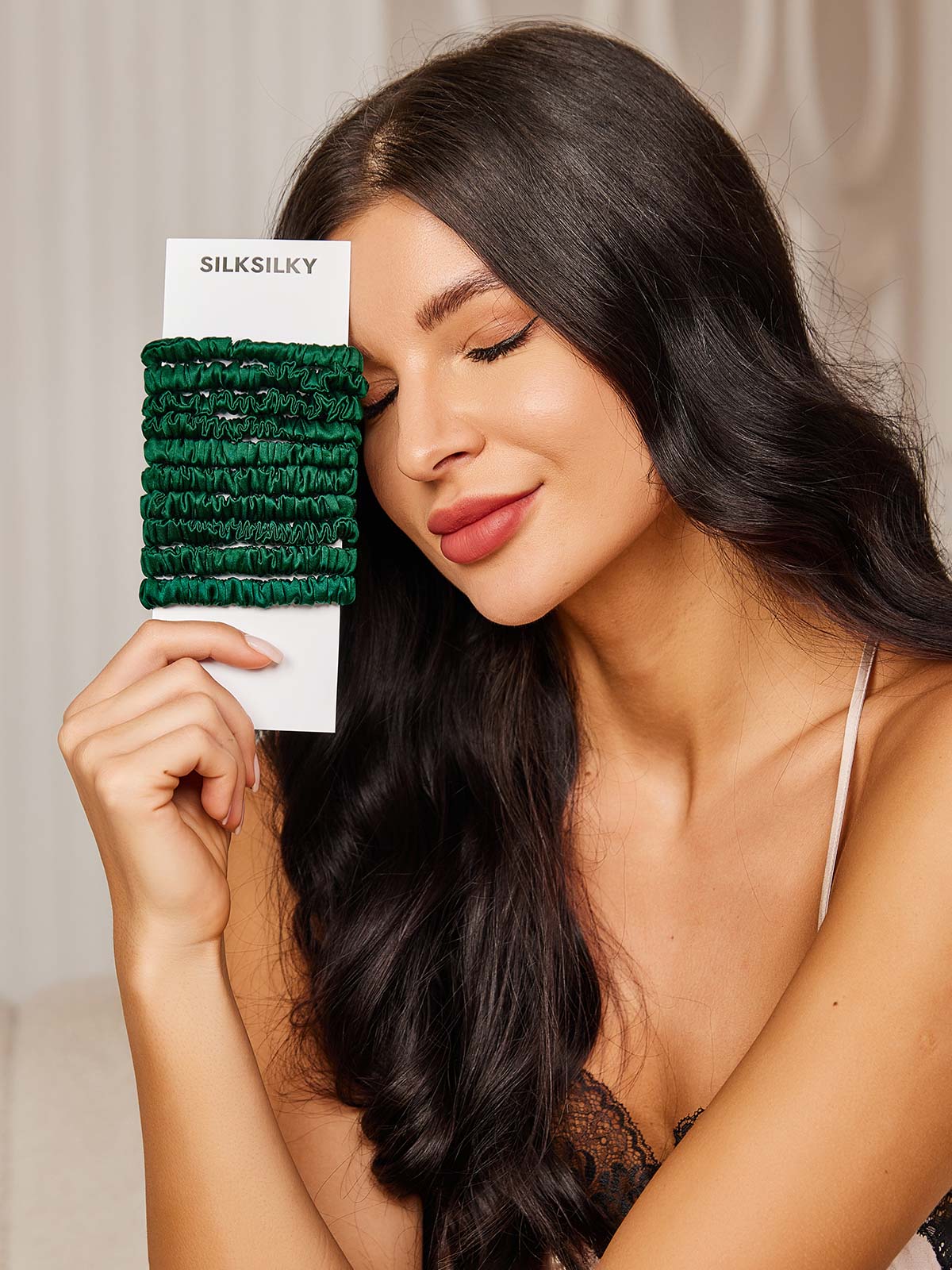 [Dark Green] SilkSilky-CA 19Momme Pure Silk Scrunchie 002
