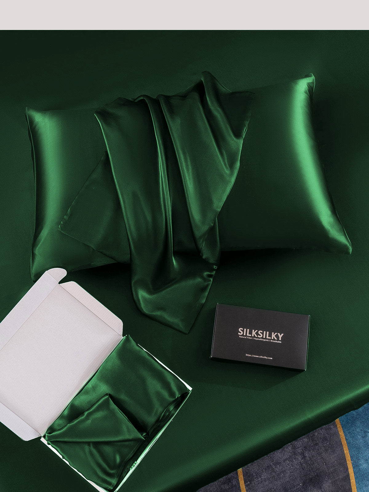[Dark Green] SilkSilky-CA 30Momme Pure Silk Pillowcase 005