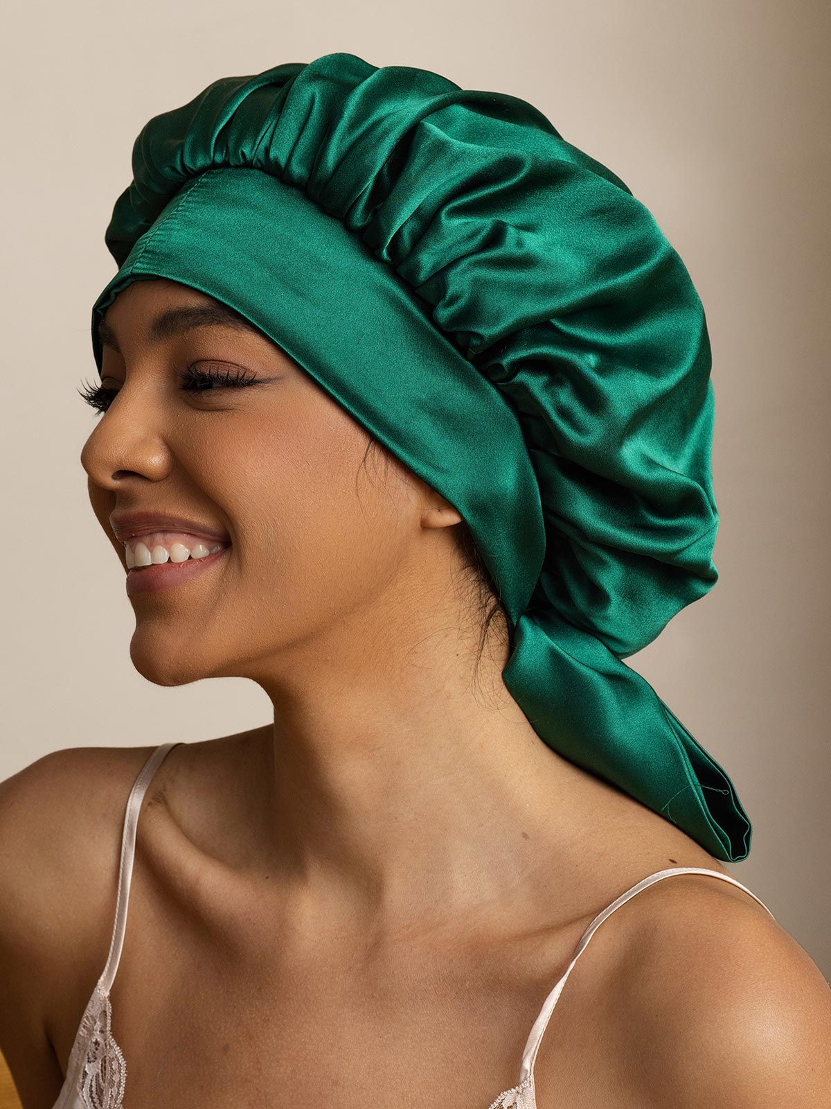 [Dark Green] SilkSilky-CA Pure Silk Sleep Cap 002