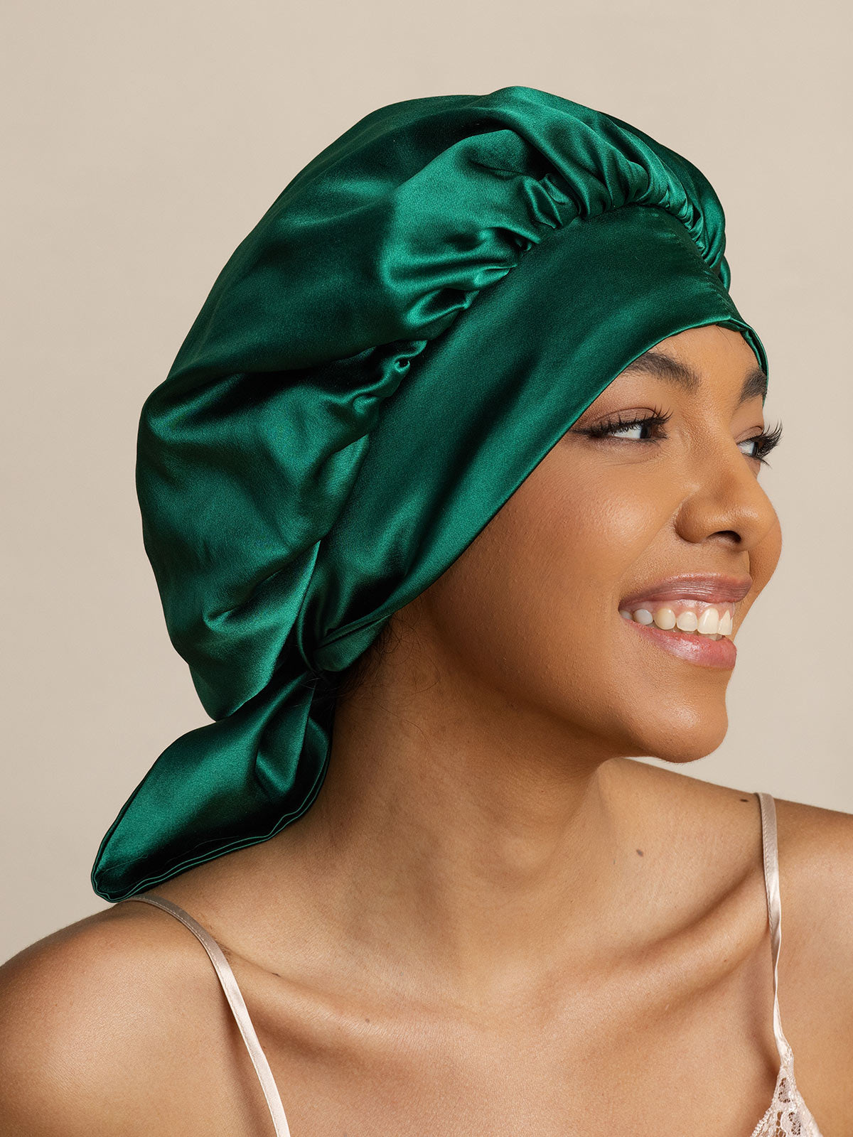 [Dark Green] SilkSilky-CA Pure Silk Sleep Cap 003
