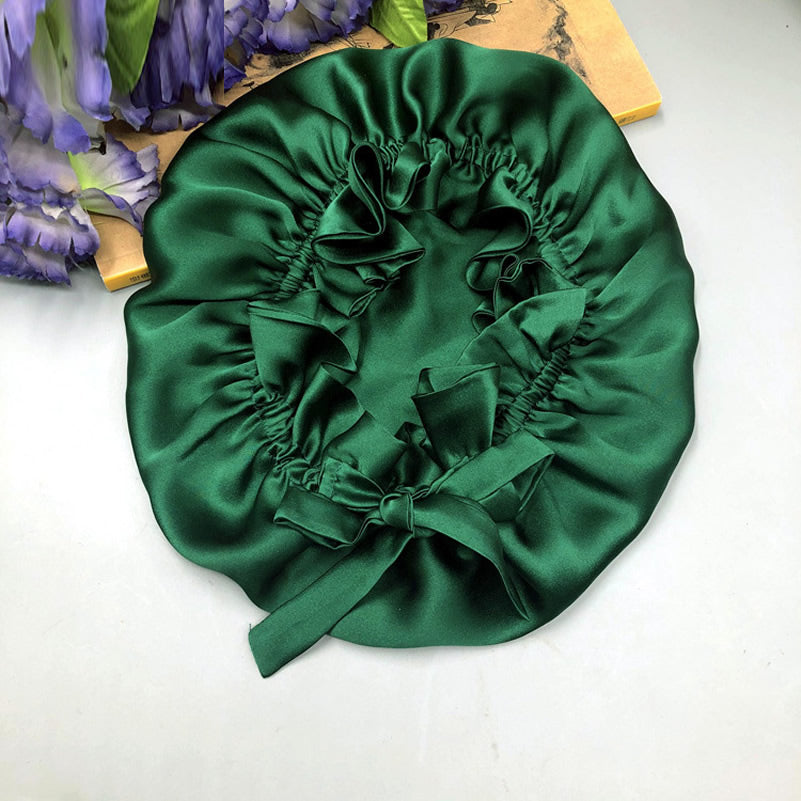 [Dark Green] SilkSilky-CA Pure Silk Sleep Cap 004