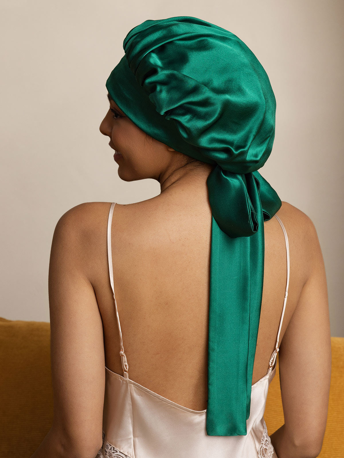[Dark Green] SilkSilky-CA Pure Silk Sleep Cap 005
